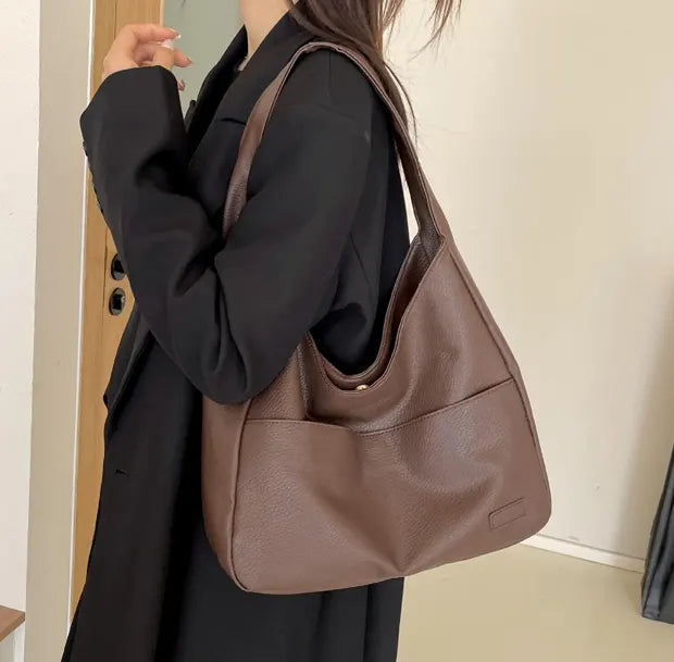 シンプルモダントートバッグのコーヒーブラウン